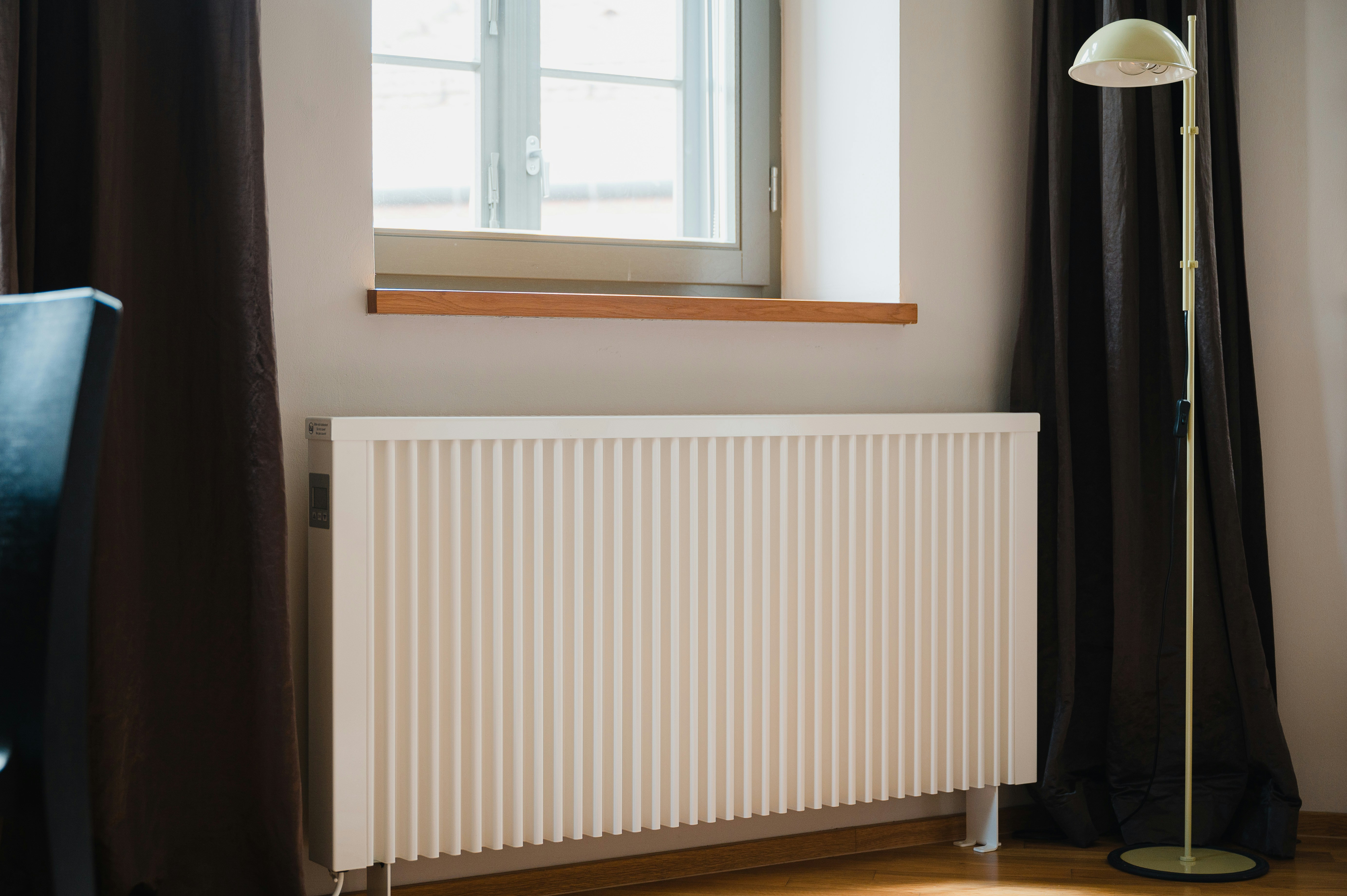 A white steel radiator